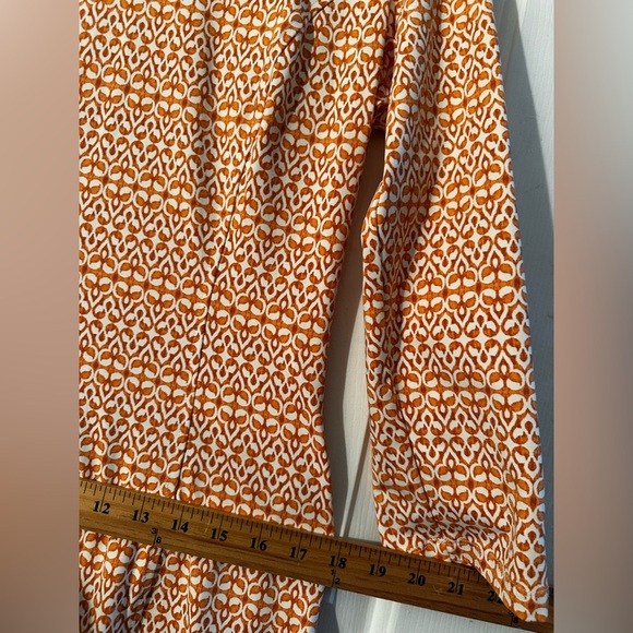 J. McLaughlin MED Spring Apricot Printed 3/4 Sleeve V Neck Sheath Dress Stretch - Picture 10 of 11
